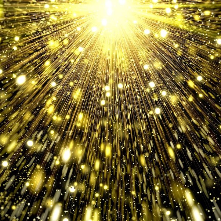 3D illustration of golden rays illuminating the darkness